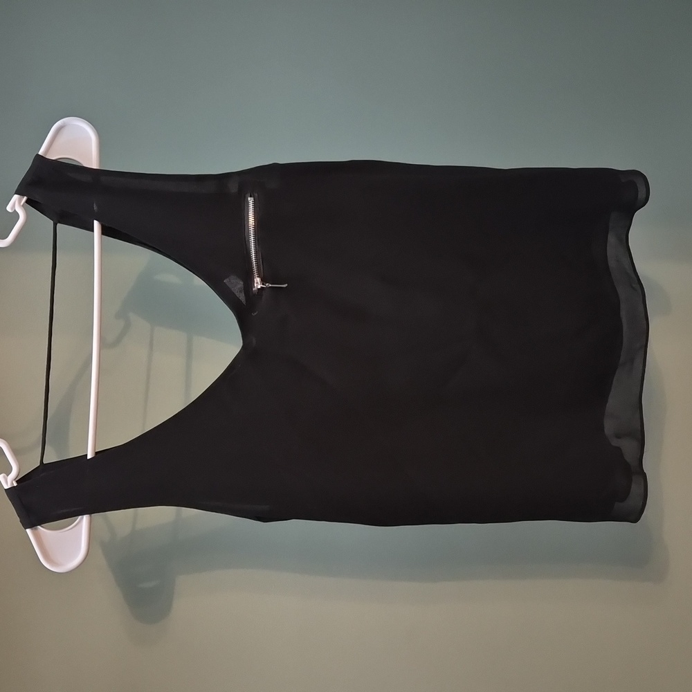Black Sleeveless Top with Zipper Detail